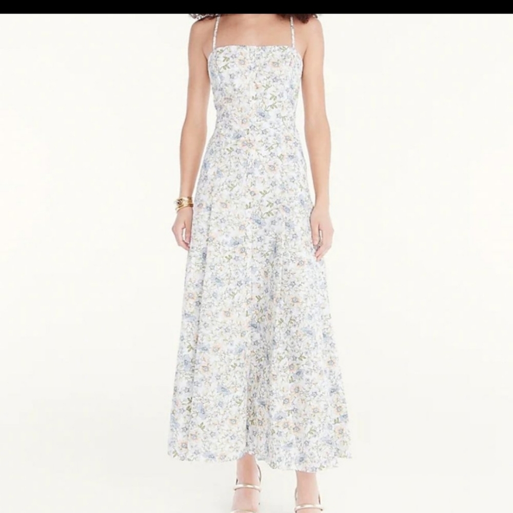 J. Crew Floral Midi Dress - Blue and White
